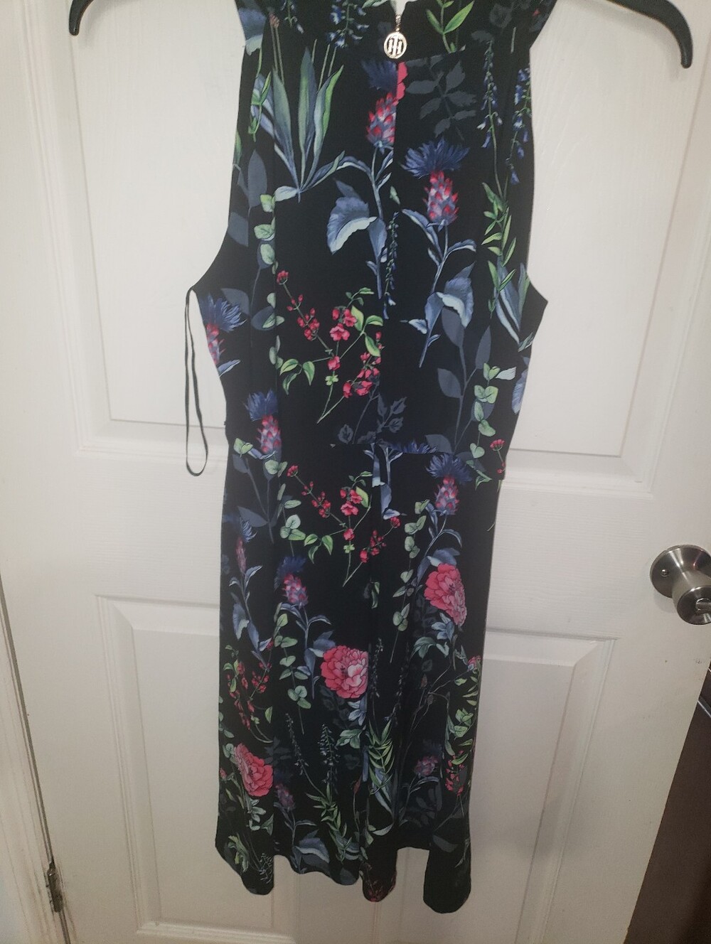 Tommy Hilfiger Black Floral Dress with Blue and Green Accents - Picture 3 of 4